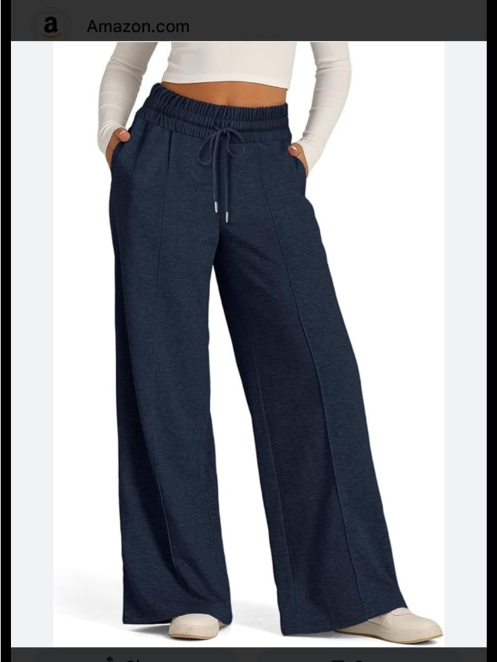 Automet Wide-Leg Navy Drawstring Pant, XL